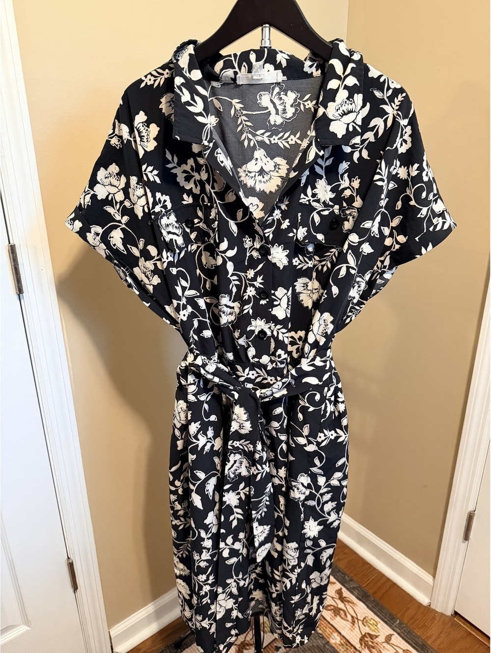 Lucky Brand Black White Floral Ruffle Wrap Dress Women 3X